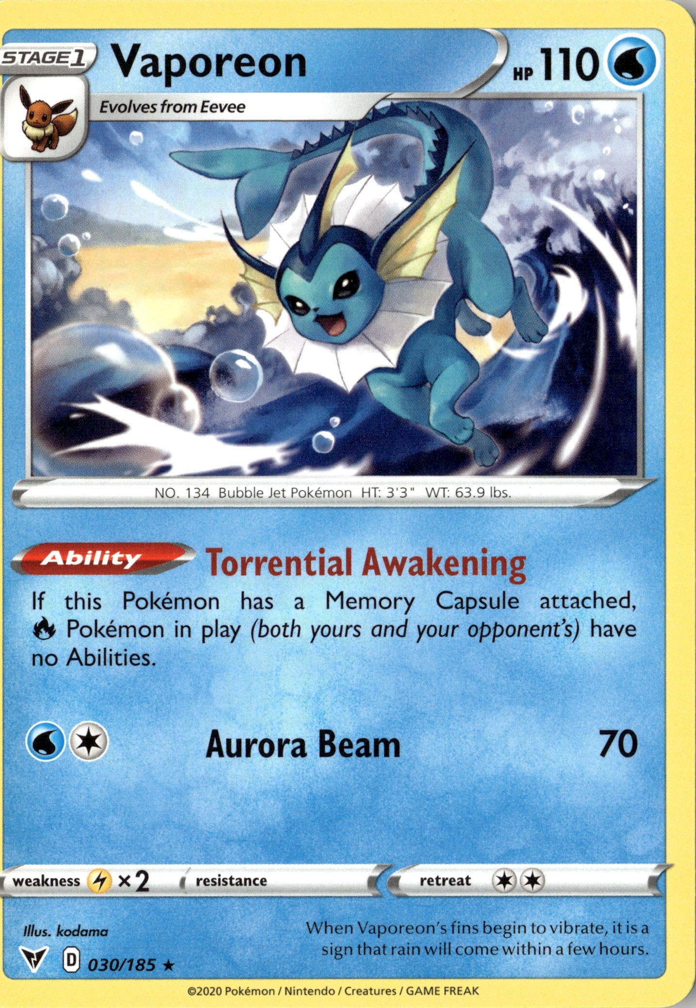 2020 Pokemon Viv En Vaporeon graded slab
