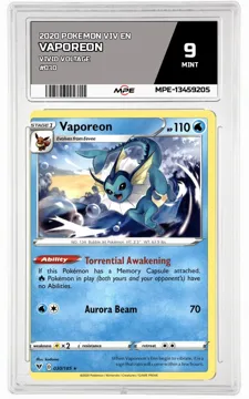 2020 POKEMON VIV EN VIVID VOLTAGE #030 VAPOREON MPE 9 MINT — graded card up for auction