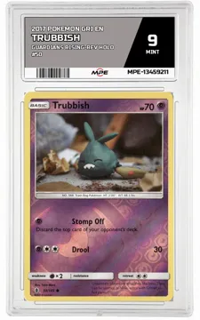 2017 POKEMON GRI EN GUARDIANS RISING-REV HOLO #50 TRUBBISH MPE 9 MINT — graded card up for auction