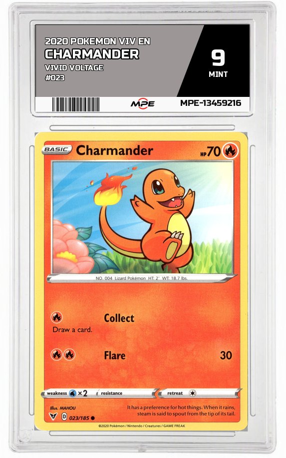 2020 POKEMON VIV EN VIVID VOLTAGE #023 CHARMANDER MPE 9 MINT — graded card auctioned from the MPE vault