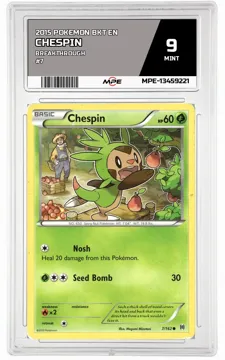 2015 POKEMON BKT EN BREAKTHROUGH #7 CHESPIN MPE 9 MINT — graded card up for auction