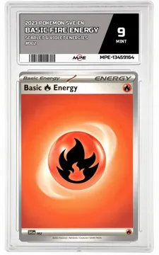 2023 POKEMON SVE EN SCARLET & VIOLET ENERGIES #002 Basic Fire Energy MPE 9 MINT — graded card up for auction