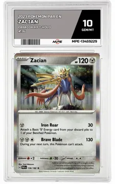 2023 POKEMON PAR EN PARADOX RIFT-HOLO #136 ZACIAN MPE 10 GEM/MT — graded card up for auction