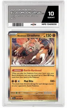 2025 POKEMON PRE EN PRISMATIC EVOLUTIONS-HOLO #054 BLOODMOON URSALUNA MPE 10 GEM/MT — graded card up for auction