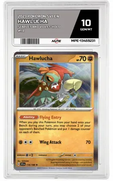 2023 POKEMON SV1 EN SCARLET AND VIOLET-HOLO #118 HAWLUCHA MPE 10 GEM/MT — graded card up for auction