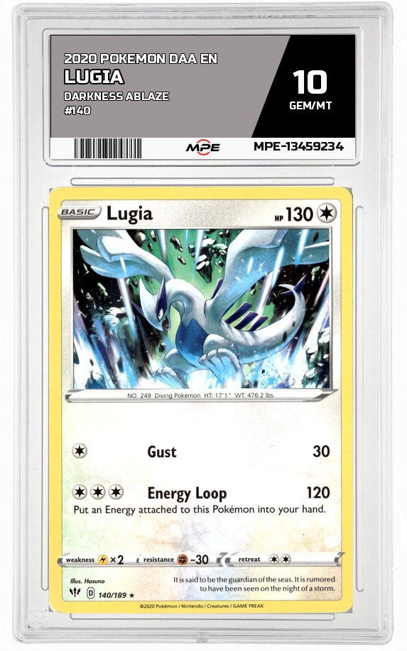 2020 POKEMON DAA EN DARKNESS ABLAZE #140 LUGIA MPE 10 GEM/MT — graded card auctioned from the MPE vault