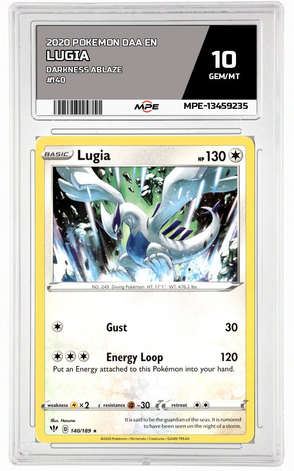 2020 POKEMON DAA EN DARKNESS ABLAZE #140 LUGIA MPE 10 GEM/MT — graded card auctioned from the MPE vault