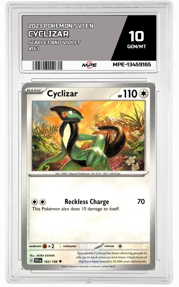 2023 POKEMON SV1 EN SCARLET AND VIOLET #163 CYCLIZAR MPE 10 GEM/MT — graded card auctioned from the MPE vault