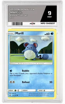 2017 POKEMON BUS EN BURNING SHADOWS #34 MARILL MPE 9 MINT — graded card up for auction