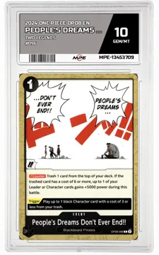 2024 ONE PIECE OP08 EN Two Legends #096 PEOPLE'S DREAMS DON'T EVER END!! MPE 10 GEM/MT — graded card up for auction