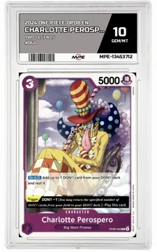 2024 ONE PIECE OP08 EN Two Legends #068 CHARLOTTE PEROSPERO MPE 10 GEM/MT — graded card up for auction