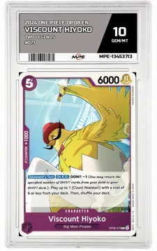 2024 ONE PIECE OP08 EN Two Legends #073 VISCOUNT HIYOKO MPE 10 GEM/MT — graded card up for auction