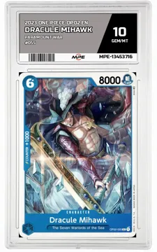 2023 ONE PIECE OP02 EN Paramount War #055 DRACULE MIHAWK MPE 10 GEM/MT — graded card up for auction
