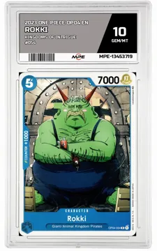 2023 ONE PIECE OP04 EN Kingdoms of Intrigue #054 ROKKI MPE 10 GEM/MT — graded card up for auction