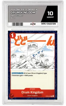 2024 ONE PIECE OP08 EN Two Legends #020 DRUM KINGDOM MPE 10 GEM/MT — graded card up for auction