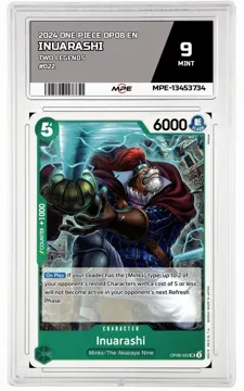 2024 ONE PIECE OP08 EN Two Legends #022 INUARASHI MPE 9 MINT — graded card up for auction