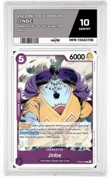 2023 ONE PIECE OP05 EN Awakening of the New Era #066 JINBE MPE 10 GEM/MT — graded card up for auction