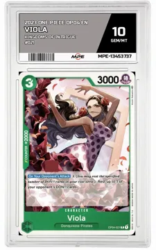 2023 ONE PIECE OP04 EN Kingdoms of Intrigue #021 VIOLA MPE 10 GEM/MT — graded card up for auction