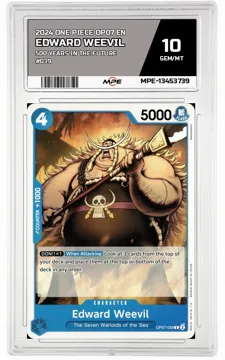 2024 ONE PIECE OP07 EN 500 Years in the Future #039 EDWARD WEEVIL MPE 10 GEM/MT — graded card up for auction