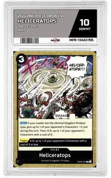 2024 ONE PIECE OP08 EN Two Legends #097 HELICERATOPS MPE 10 GEM/MT — graded card up for auction