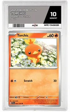 2025 POKEMON JTG EN JOURNEY TOGETHER #022 TORCHIC MPE 10 GEM/MT — graded card up for auction