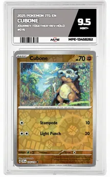 2025 POKEMON JTG EN JOURNEY TOGETHER-REV HOLO #076 Cubone MPE 9.5 MINT+ — graded card up for auction