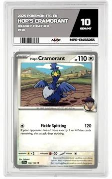2025 POKEMON JTG EN JOURNEY TOGETHER #138 Hop's Cramorant MPE 10 GEM/MT — graded card up for auction