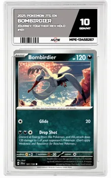 2025 POKEMON JTG EN JOURNEY TOGETHER-REV HOLO #101 BOMBIRDIER MPE 10 GEM/MT — graded card up for auction