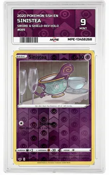 2020 POKEMON SSH EN SWORD & SHIELD-REV HOLO #089 Sinistea MPE 9 MINT — graded card up for auction