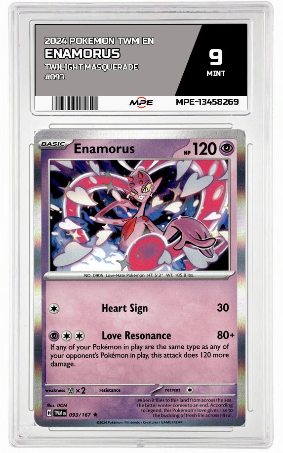 2024 POKEMON TWM EN TWILIGHT MASQUERADE #093 Enamorus MPE 9 MINT — graded card auctioned from the MPE vault