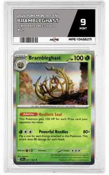 2024 POKEMON TEF EN TEMPORAL FORCES-HOLO #021 Brambleghast MPE 9 MINT — graded card up for auction