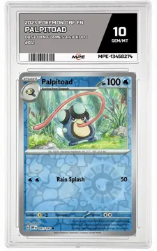 2023 POKEMON OBF EN OBSIDIAN FLAMES-REV HOLO #051 Palpitoad MPE 10 GEM/MT — graded card up for auction