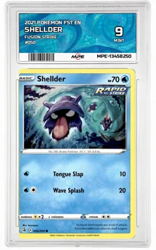 2021 POKEMON FST EN FUSION STRIKE #050 SHELLDER MPE 9 MINT — graded card up for auction