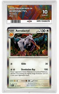 2023 POKEMON MEW EN 151-HOLO #142 Aerodactyl MPE 10 GEM/MT — graded card up for auction