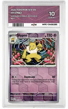 2024 POKEMON SFA EN SHROUDED FABLE-REV HOLO #017 Hypno MPE 10 GEM/MT — graded card up for auction