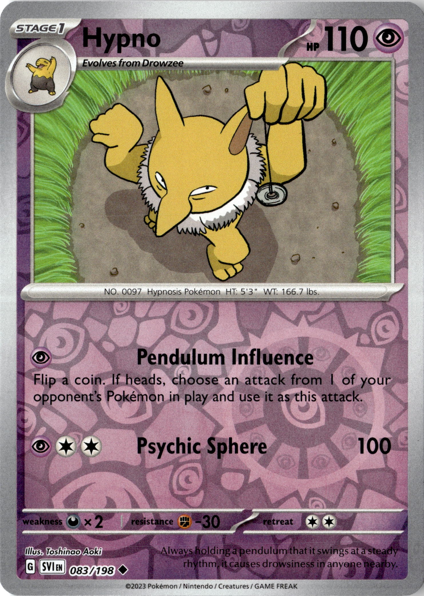2023 Pokemon Sv1 En Hypno graded slab