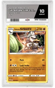 2021 POKEMON CRE EN CHILLING REIGN #079 Galarian Sirfetch'd MPE 10 GEM/MT — graded card up for auction