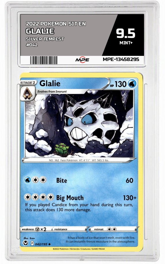 2022 POKEMON SIT EN SILVER TEMPEST #042 GLALIE MPE 9.5 MINT+ — graded card auctioned from the MPE vault