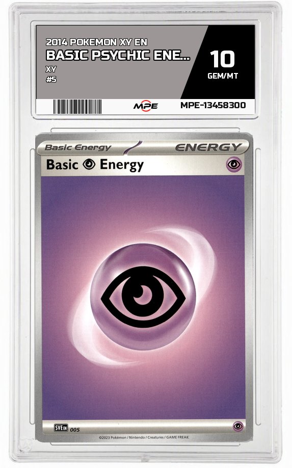 2014 POKEMON XY EN XY #5 BASIC PSYCHIC ENERGY MPE 10 GEM/MT — graded card auctioned from the MPE vault