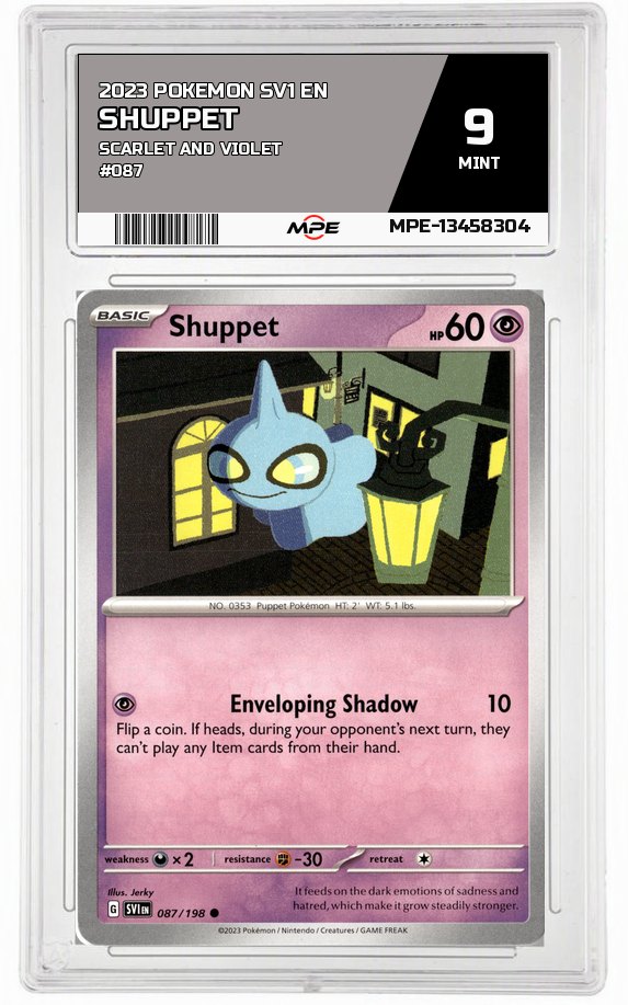 2023 POKEMON SV1 EN SCARLET AND VIOLET #087 SHUPPET MPE 9 MINT — graded card auctioned from the MPE vault