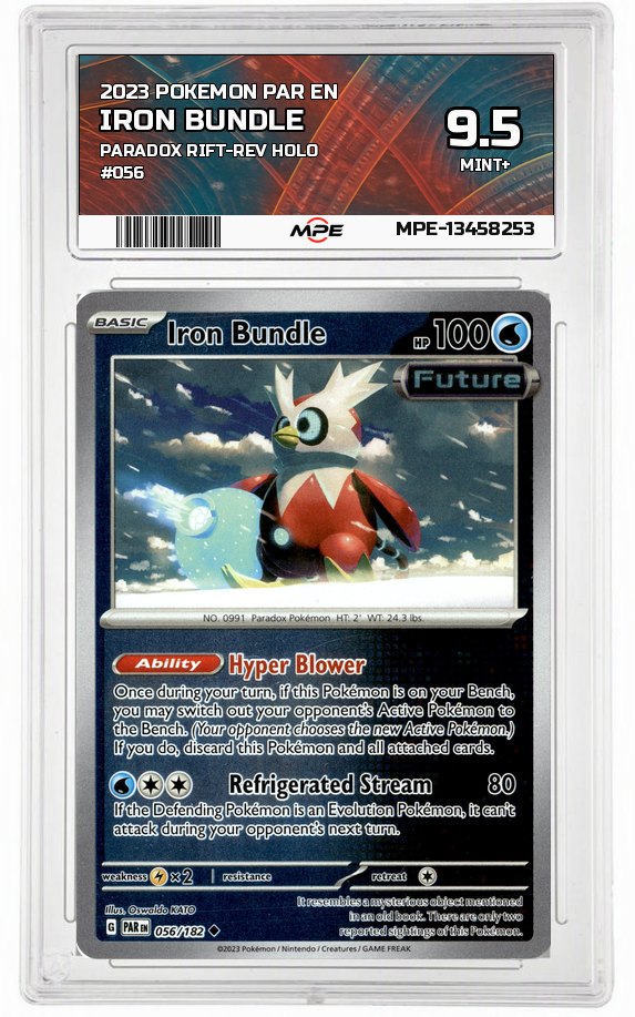 2023 POKEMON PAR EN PARADOX RIFT-REV HOLO #056 Iron Bundle MPE 9.5 MINT+ — graded card auctioned from the MPE vault