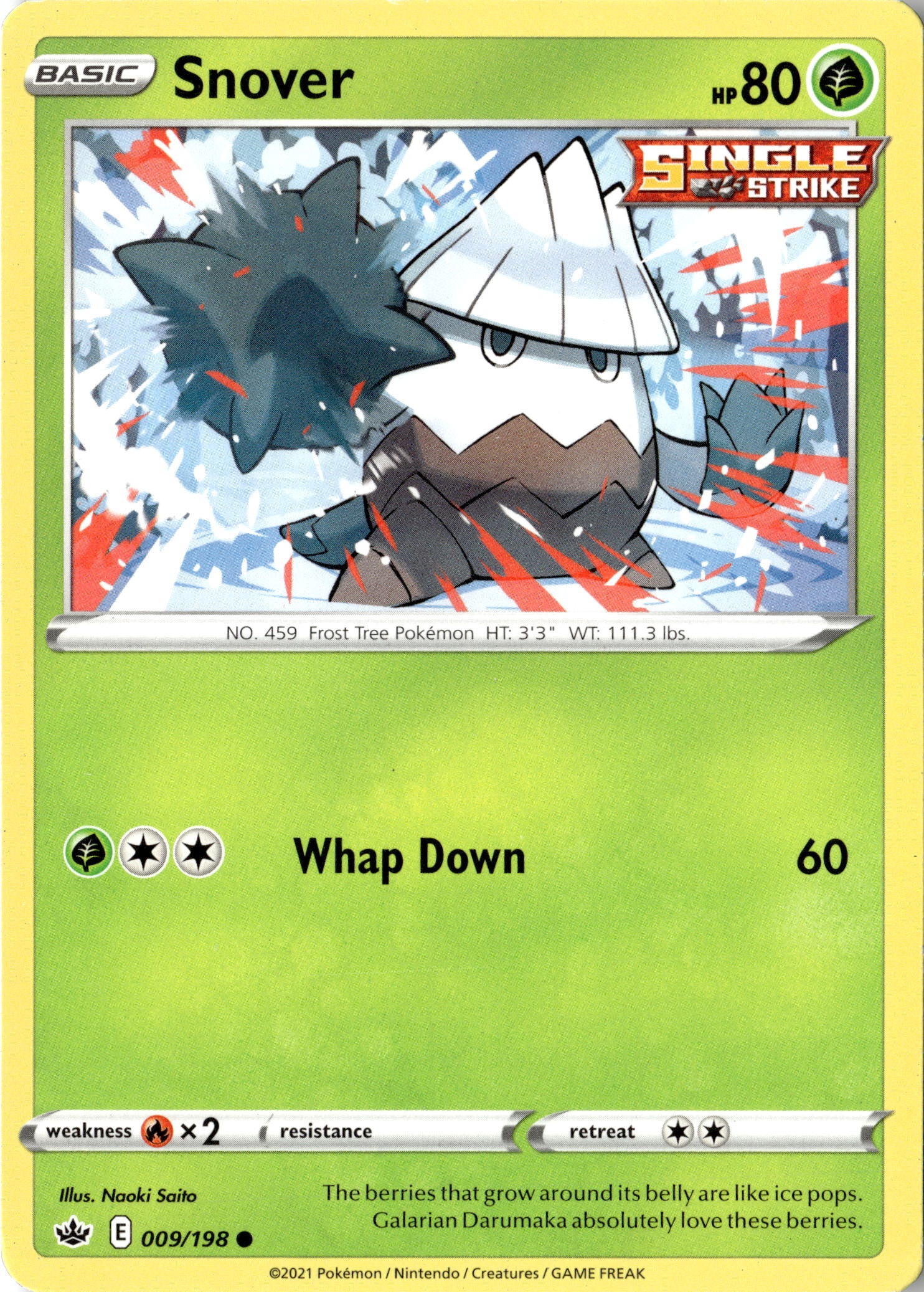 2021 Pokemon Cre En Snover graded slab