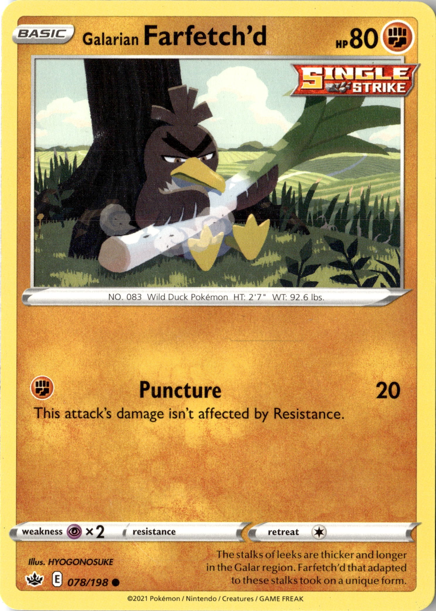 2021 Pokemon Cre En Galarian Farfetch'D graded slab