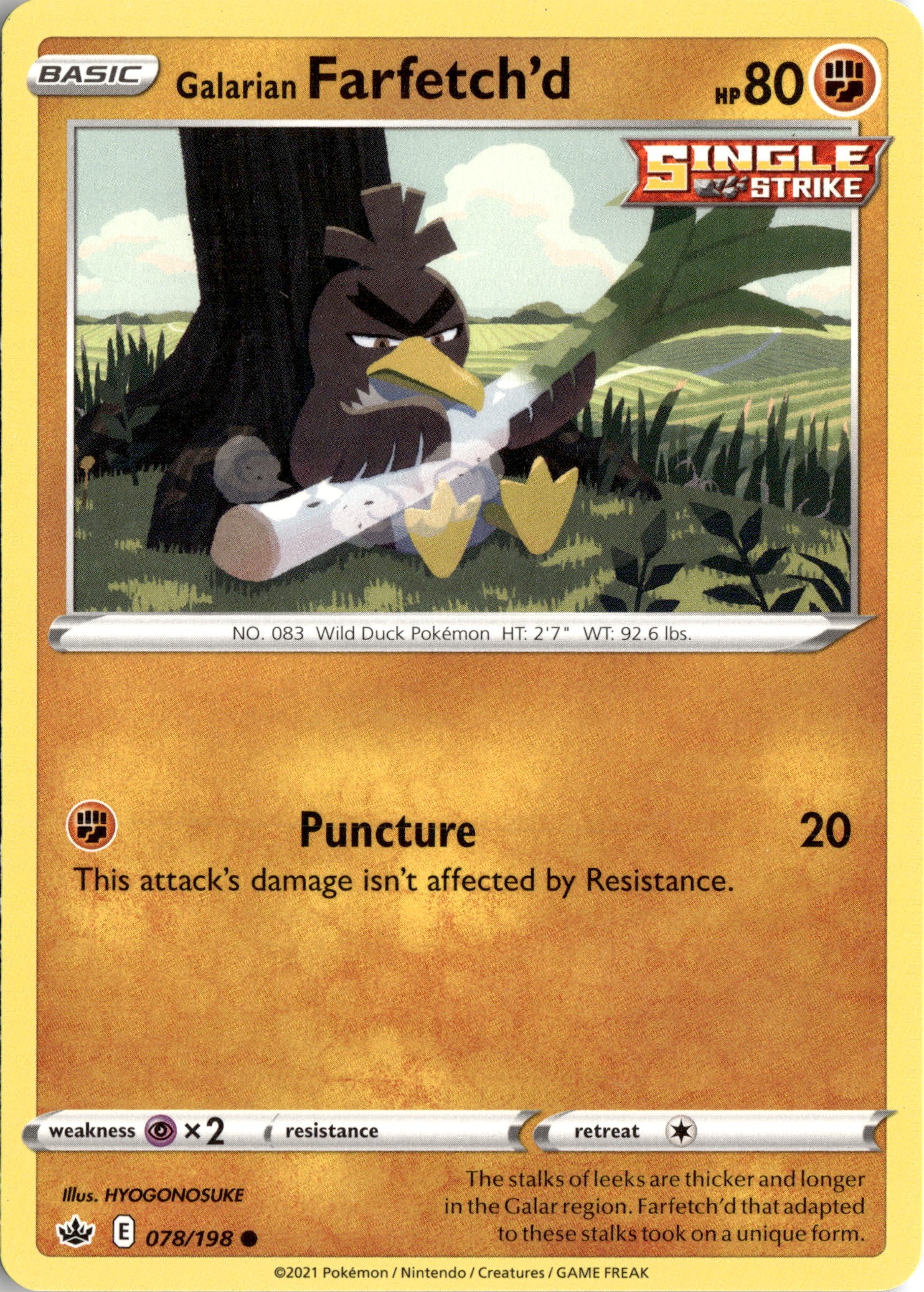 2021 Pokemon Cre En Galarian Farfetch'D graded slab