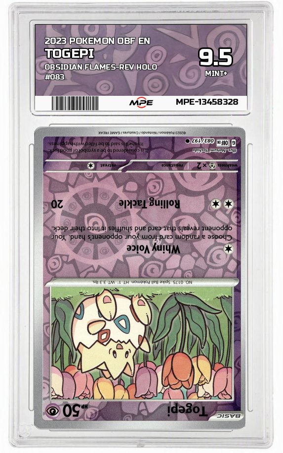 2023 POKEMON OBF EN OBSIDIAN FLAMES-REV HOLO #083 Togepi MPE 9.5 MINT+ — graded card auctioned from the MPE vault