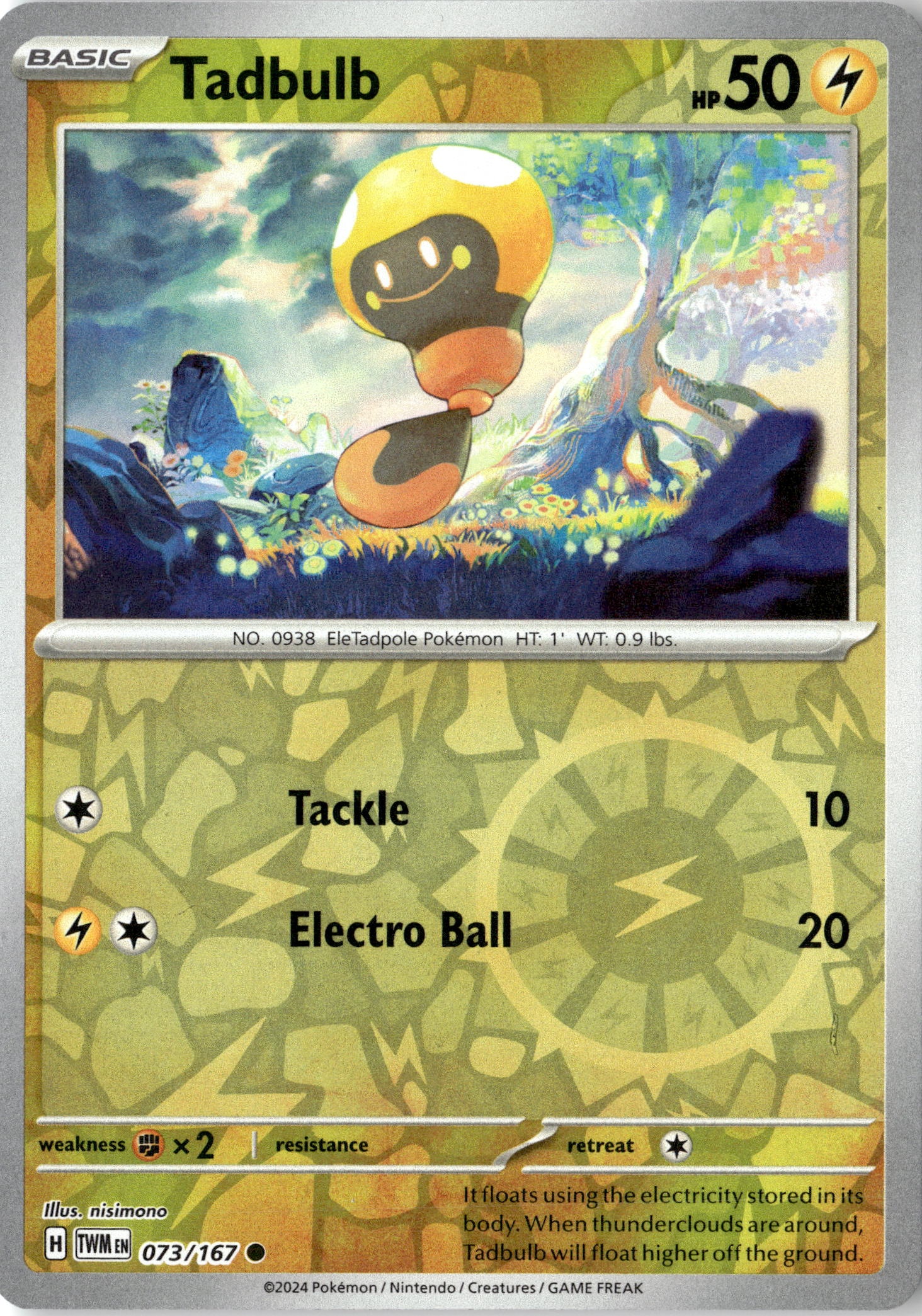 2024 Pokemon Twm En Tadbulb graded slab