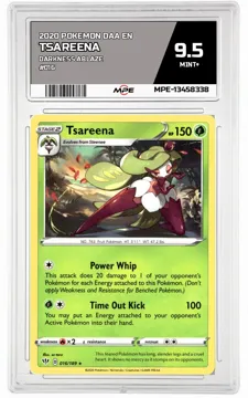 2020 POKEMON DAA EN DARKNESS ABLAZE #016 TSAREENA MPE 9.5 MINT+ — graded card up for auction
