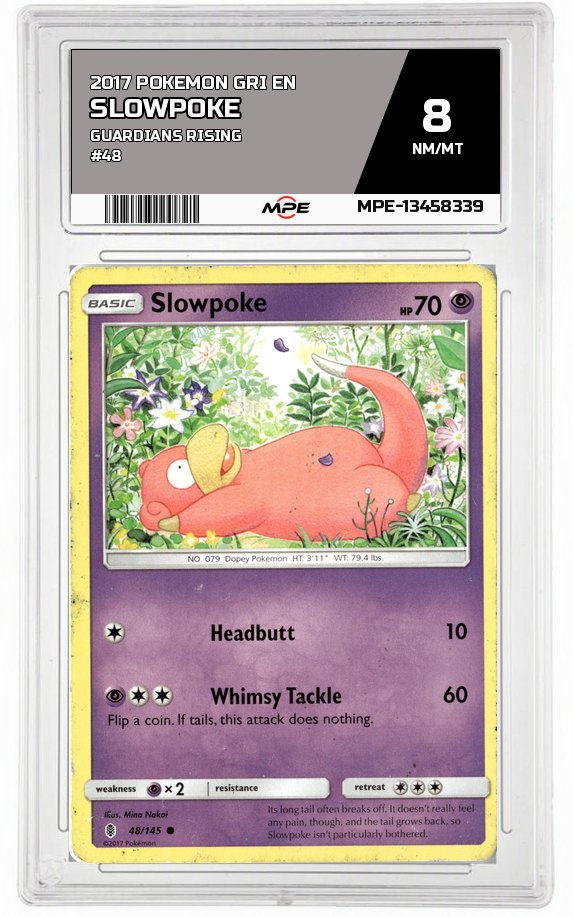 2017 POKEMON GRI EN GUARDIANS RISING #48 Slowpoke MPE 8 NM/MT — graded card auctioned from the MPE vault