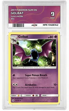 2017 POKEMON SUM EN SUN & MOON #55 Golbat MPE 9 MINT — graded card up for auction