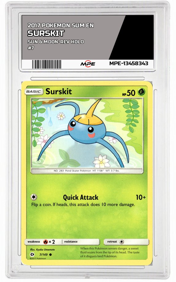 2017 POKEMON SUM EN Sun & Moon-REV HOLO #7 Surskit — graded card auctioned from the MPE vault